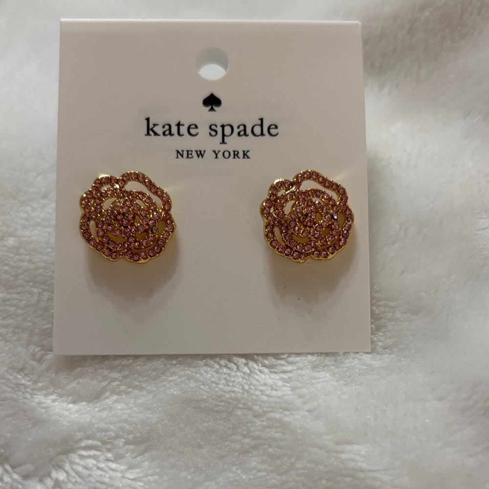 Kate Spade Gold and Pink Rose Earrings